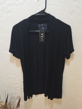 ECLA Black Short-Sleeve Open Cardigan